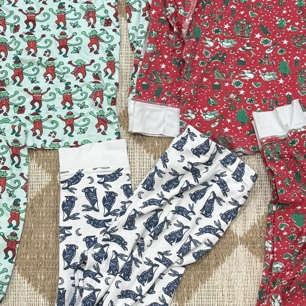 BUNDLE Roller Rabbit pajamas set unisex kids tween monkey henley pima pants